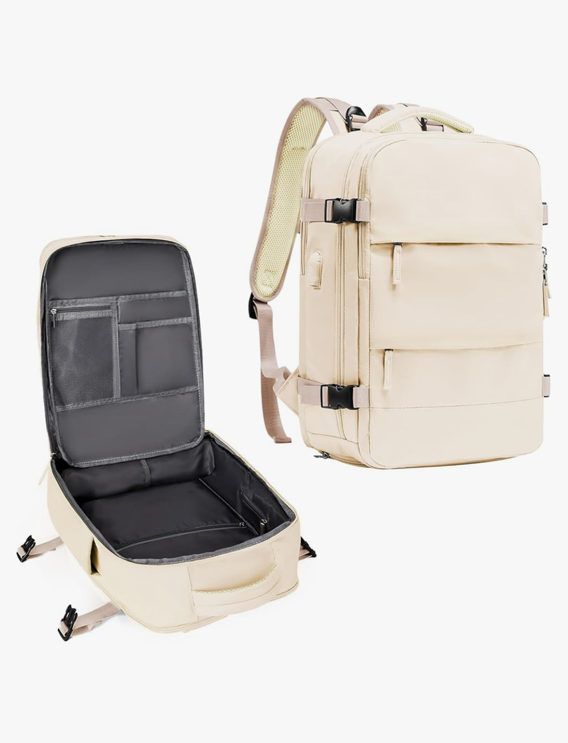 coowoz Travel Backpack For Women Men,Carry On Backpack,Hiking Backpack Waterproof Outdoor Sports Rucksack Casual Daypack Travel Essentials（Beige）