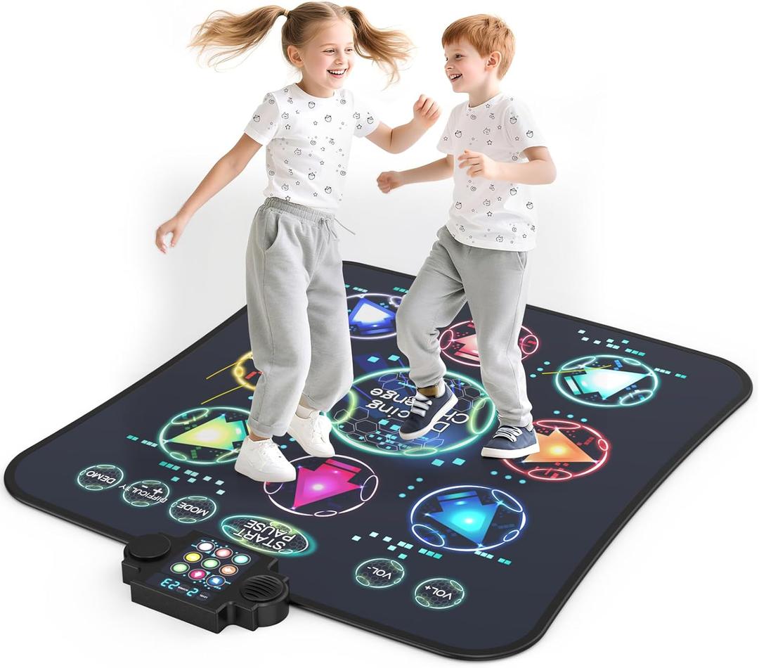 Upgraded Dance Mat Toys for Kids 3-12 Years, Electronic Dance Pad with Light-Up 9-LED Buttons, 3 Game Modes, Adjustable 7-Level Volume, Toys for Girls and Boys (Black)
