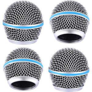 Facmogu Beta58A Steel Mesh Microphone Grill Head, Blue Microphone Grille Replacement Head for DIY Parts Accessory, Mic Replacement Grill Cover Built in Foam Filter, Mic Grilles Head for SM58 SM58S