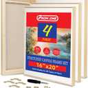 4 Pack 16 x 20 inch Floater Frame Canvas Gallery Wrapped Canvas Set with Cotton-Linen Blend (400 GSM), Triple Acid-Free Gesso, Warp Resistant, Ready to Hang for Oil and Acrylic