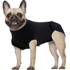 OYX Recovery Suit for Dogs After Surgery, Soft Breathable Dog Bodysuit E-Collar & Cone Alternative Spay Suit for Female Male, Prevent Licking Dog Onesies, Puppy Surgical Recovery Shirt, Black L