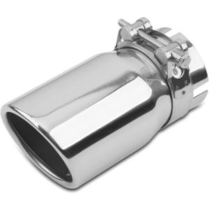Vurkcy 2.5 inch Inlet Exhaust Tip, 3" Outlet 6" Overall Length Stainless Steel Exhaust Tail Pipe, Clamp-On, Rolled Edge, Slant Sleek Angle Cut, Polished Tailpipe, Silvery