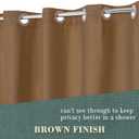 No Hook PEVA Shower Curtain or Liner - 8G Heavy Duty Brown Bathroom Shower Curtain No Hooks Required, Waterproof Plastic & PVC Free, Standard Size 71 x 74, Brown