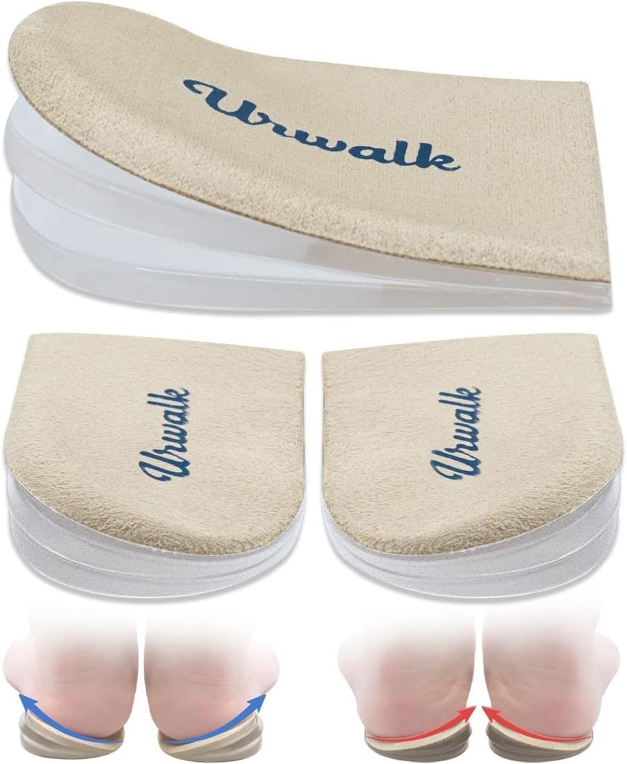 3 Layers Adjustable Supination & Over-Pronation Corrective Shoe Inserts, Medial & Lateral Heel Wedge Insoles for Foot Alignment, Knee Pain, Bow Legs, Osteoarthritis (Beige - Large)