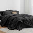 Love's cabin King Size Comforter Set Black, 7 Pieces King Bed in a Bag, All Season Bedding Sets with 1 Comforter, 1 Flat Sheet, 1 Fitted Sheet, 2 Pillowcase and 2 Pillow Sham | Soft, Breathable, Lightweight, Comfortable