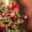 Christmas Garland with LED Lights- 6.3ft Garland for Christmas Tree Decorations for Xmas Party Indoor Home Office L/UP Bauble Garland Red Green