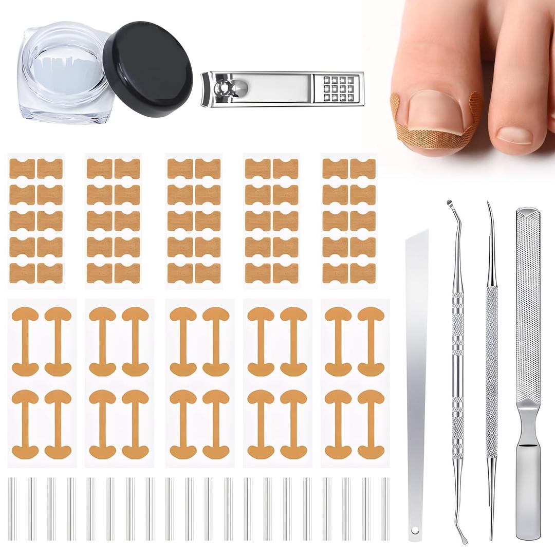 Ingrown Toenail Corrector Set with Correction Strips, Professional Ingrown Toenails Pedicure Tool Set, Painless File and Lifter Pedicure Tools Pedicure Tools,Ingrown Nail Tool for Women Man