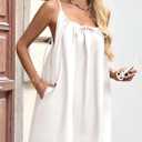 Fisoew Women Summer Sleeveless Mini Dress Tie Back Casual Loose Sexy Trendy Swimsuit Coverup (White)