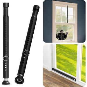 Black Flag Poles for Outside House - 5ft Tangle Free Flag Pole for 
Sliding Door Security Bar - Heavy Duty Patio Door Lock Bar, 17-50inch Adjustable Window Security Bars from Inside, Burglar Proof Sliding Door Stopper Stick, No Drill Tool-Free Easy Installation, 2Pack