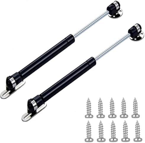 12" Length Gas Strut, 20N/4.4 lb Hydraulic Air Prop Lift Support Cabinet Hinge Kitchen Cabinet Door Air Spring Door Impact Cabinet Hinge Black, (2 Sets)