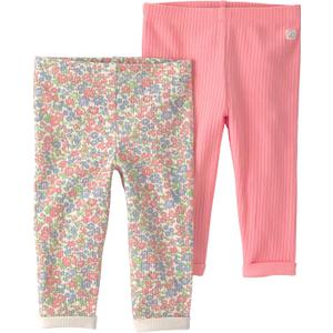 Little Planet by Carter's Unisex-Baby 2-Pack Ribbed Pants Made with Organic CottonPants (Meadow Mix, Just Pink)