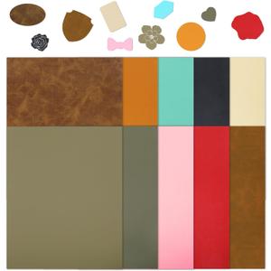 10 Pcs Laserable Leatherette Sheets, 12.6 x 10.2 Inch Blank Leather for Laser Engraving 10 Colors Faux Leather Sheets for Hats, Cap, Keychain, DIY Projects, Engraver Leathers Material