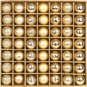 DERAYEE 49 Pcs Mini Christmas Balls Tree Ornaments, 1.2 Inch Small Shatterproof Xmas Hanging Decorations Gold Christmas Ball Ornaments for Home Party Xmas Decor