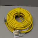 POWGRN 50 ft 12/3 Outdoor Extension Cord Waterproof Heavy Duty with Lighted Indicator End 12 Gauge 3 Prong, Flexible Cold-Resistant Long Power Cord Outside, 15Amp 1875W SJTW Yellow ETL Listed, Yellow, 50FT