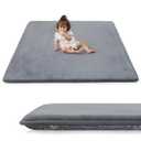 1.3" Thick Baby Floor Play Mat 59x79, Basic Padded Foam Mat for Tummy Time Crawling, Non Slip Cushioned for Babies Toddlers Infants Kids (Dark Grey)