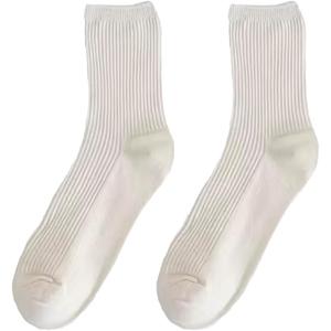 Ribbed Cotton Crew Socks for Women - Stretchy and Comfortable Fit for Everyday Outfits