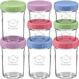 KeaBabies 4pk 8oz & 4pk 4oz Glass Baby Food Containers with Lids - Leak-Proof, Microwavable Small Glass Jars, Baby Purees & Toddler Snack Storage Containers, BPA-Free, Dishwasher & Freezer Safe (Nord)