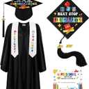 Bokon 4 Pcs 2026 Kindergarten Preschool Graduation Cap and Gown with Tassel Graduation Stole and Certificate for Toddler Kids (Black,27)