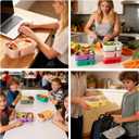 8 Pack Wheat Straw Snack Containers with Lids, 2-Compartment Reusable Bento Boxes for Meal Prep, Travel, Camping, and On-the-Go Snacks, Leak-Proof & Dishwasher Safe (8 Colors)