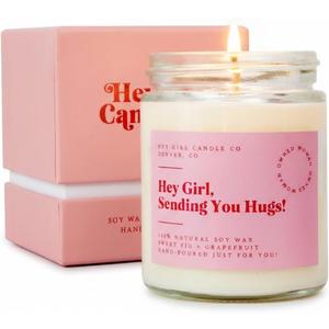 Hug in a Jar Aromatherapy Candle for Women - Fig Grapefruit Soy Wax, 50+ Hours, Valentine's Day Gift Box - Birthday, Sympathy, Thinking of You