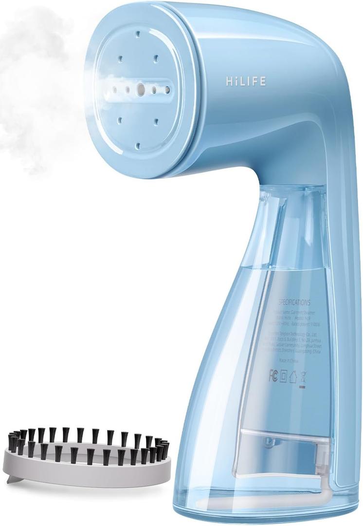 HiLIFE Steamer for Clothes, Portable Handheld Design, 240ml Big Capacity, 700W, Strong Penetrating Steam, Removes Wrinkle, for Home, Office and Travel(ONLY FOR 120V) (sky blue)