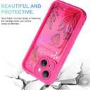 MOWIME Compatible with iPhone 13 Case with Card Holder, Floral Flower Shockproof Soft TPU Protective Cover Women Girls, Anti Scratch Wallet Case for iPhone 13 6.1 Inch, Hot Pink