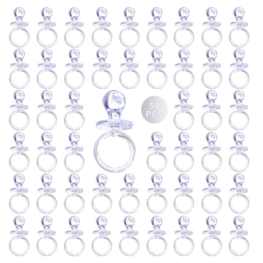 50 Pieces 2.75 Inch Baby Pacifier Baby Shower Plastic Pacifier for Baby Shower Pacifier, Baby Shower Gender Show Party Decoration DIY Baby Shower Birthday Party Gift (Clear)