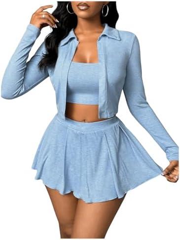 SOLY HUX Women's Tennis Mini Skirt Sets 3 Piece Skirt with Shorts Underneath Rave Sexy Club Outfits Skort Sets XL