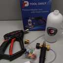 Tool Daily Short Pressure Washer Gun with Foam Cannon, 1/4 Inch Quick Connector, with 5 Pressure Washer Nozzle Tips, 1 Liter