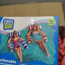 Funscape Pool Floats Chairs Adult, 2 Packs Heavy Duty Inflatable Swimming Pool Lounges, Fabric Floating Hammock Seat, Kid Blow Pool Noodle Lake Raft Floaties, Fun Summer Beach Water Party Game-Stripe