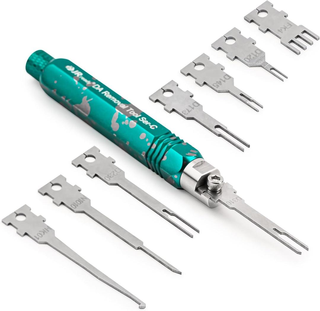 JRready ST5255 Pin Extractor Tool Terminal Removal Tool Includes 8 Pcs Replacement Tips,Suitable for AMP/Delphi/Molex/Bosch Connector Etc.,Automotive/Computer Repair Terminal Release Tool Kit