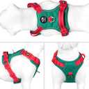 PHOEPET No Pull Dog Harness, Unique Colors Reflective Adjustable Dog Vest, with Soft Training Handle Metal Clips for Small Medium Large Dogs (Dark Green Base & Red Straps,M)
