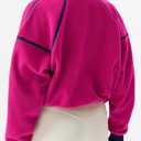 QINSEN Women's Half Zip Fleece Short Pullover Sweatshirt Winter Long Sleeve Cozy Sherpa Sweater Top (Pink, L)