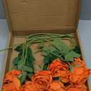 Serwalin 10pcs 4'' Big Orange Artificial Roses, Large Flower Head Silk Rose Velvet Real Touch, Fake Roses Long Stems Realistic Bouquet for Wedding, Table Centerpiece Home Decor