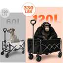 Folding Wagon Cart with All-Terrain Wheels Heavy Duty Collapsible Utility Wagon for Grocery, Sports, Garden, Camping, Shopping (Black 330LBS)