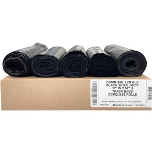 Ultrasac Heavy Duty 55 Gallon Black Trash Bags - (Value 50 Pack) - 1.5 MIL equivalent Industrial Strength Plastic 37" x 54" for 50-55 Gal Cans -Fits Toter, Rubbermaid Brute, Carlislie Bronco etc.