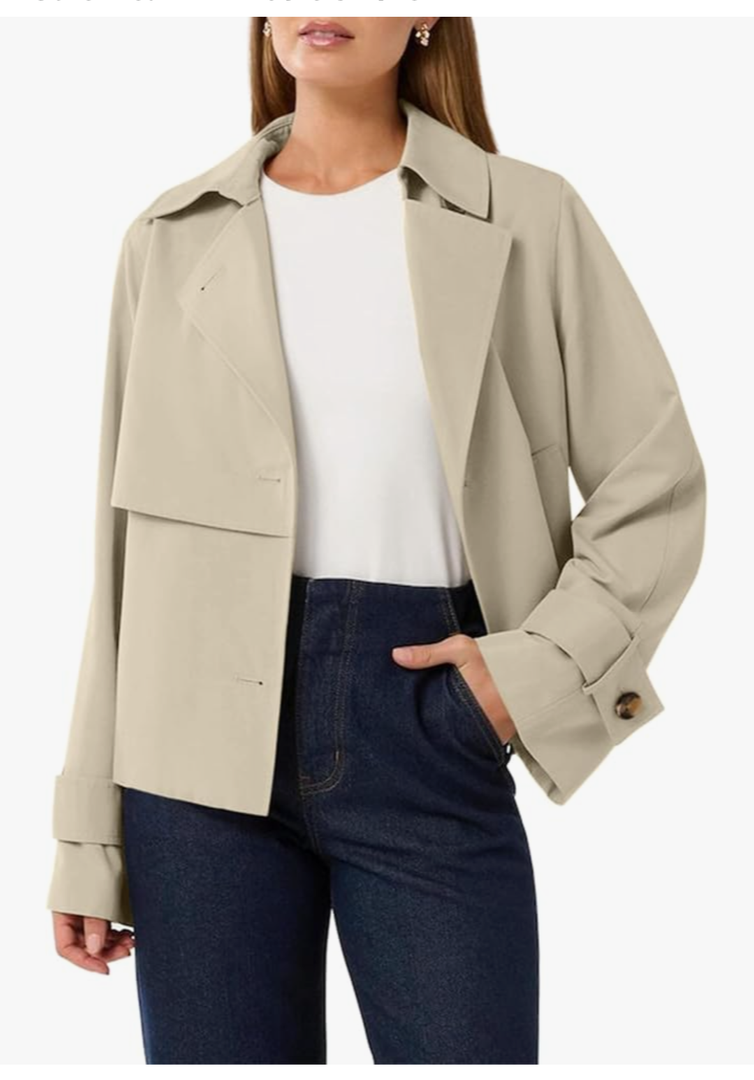 AGSEEM Womens Cropped Trench Coat Casual Single Breasted Lapel Short Jackets Fall Fashion Outerwear with Pockets 2025