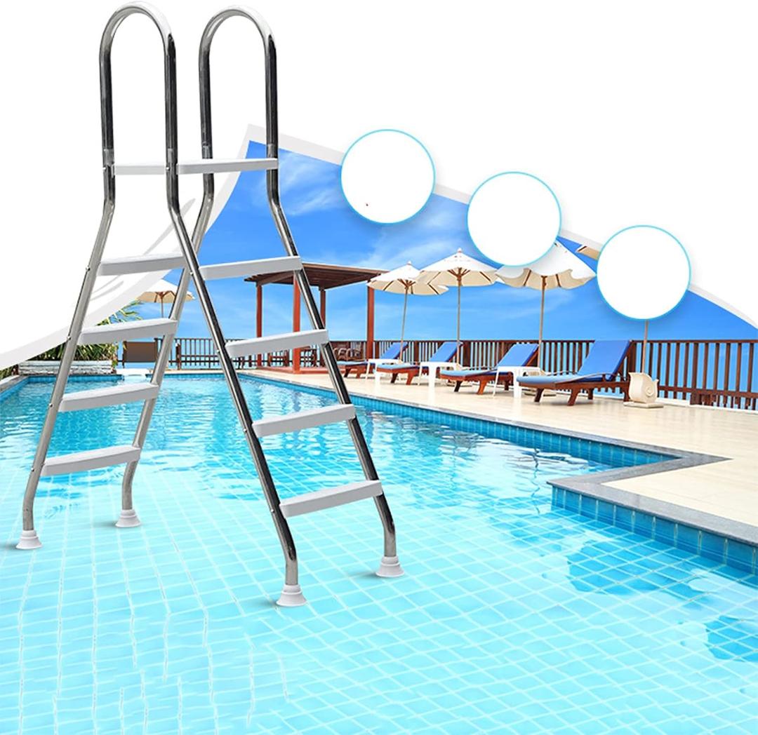 52" High Above Ground Swimming Pool Ladder,304 Stainless Steel,4 Steps Ladder,Max Load Capacity 500 lb