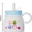 ZZT Insulted 24 OZ Ceramic Coffee mugs With Cute Monster Stickers, Extra Large Mugs, Large Handle Tumblers With Straw, Built In Stainless Steel Insulation Coffee Cups for School, Office, Home (Blue)