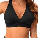 Tempt Me Women Halter Bikini Top Push Up Swimsuit Top Only (X-Large, Black)