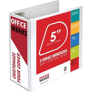3 Ring Binder, Professional Angle D Ring Binder 5 Inch, Presentation Folder for Standard Pages 8.5 x 11 with Pockets, Crystal Clear View White Binder (1 Pack)