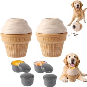 Vayugo Dog Frozen Treat Toys 2 Pack, 3in1 Enrichment Toys for Dogs in Ice Cream Shape, Long Lasting Treat Dispensing Dog Interactive Toys for Aggressive Chewers to Keep Them Busy