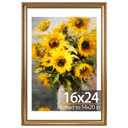JCJMY 16x24 Vintage Picture Frame for Poster Photo Picture and 40x60 cm Canvas with 14x20 Mat, Elegant Retro 16 by 24 Photo Frame with Shatter-Resistant Plexiglass for Wall, Gold, 2 Pack