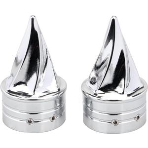 Chrome Front Twisted Axle Nut Covers Spike Axle Caps Compatible for Harley Touring Softail Sportster Dyna Street Glide Road King Road Glide Electra Glide 2008-2023