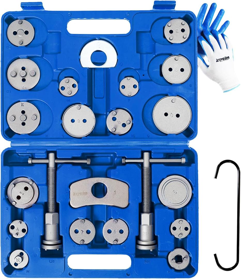 ATPEAM 24PCS Brake Caliper Compression Tool, Heavy Duty Caliper Compressor Kit, Brake Spreading Tool (blue)