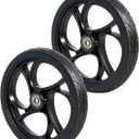 2PCS 8 Inch Walker Wheel, 5/16" (8 mm) Bearing Solid Replacement Wheels for,RollingWalker (8 Inch) (8mm) (Black)