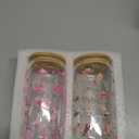 Baderke 2 Sets Western Cowgirl Beer Can 16 oz Drinking Cups with Bamboo Lid Glass Straw and Cleaning Brush Cowboy Boots Iced Coffee Cup Reusable Tumbler for Party Favors Gifts(Clear)
