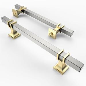 Asidrama 7 Pack 5 Inch(128mm) Brushed Satin Nickel and Gold Kitchen Cabinet Handles, Cabinet Pulls Kitchen Cabinet Hardware for Cupboard Drawer Pulls