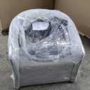 Modern Round Swivel Accent Chairs - Upholstered Armchair with Curved Back, Club Chairs with Waist Cushion, Barrel Chairs Swivel with Rotation Design, Cozy Reading Chair for Bedroom, Office (White)