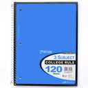 Top Flight Standards 3-Subject Wirebound Notebook, 120 Sheets, 3-Hole Punched, College Rule, 10.5 x 8 Inches, 1 Notebook, Color May Vary (31804)